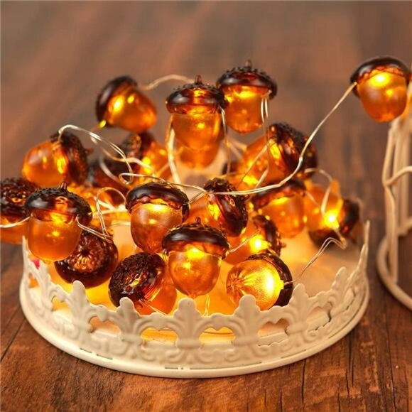 3D Acorn Fall Decor Harvest String Lights Battery Powered with Remote - Picture 4 of 8